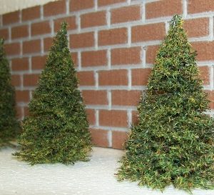 3" Tall Miniature Pine Trees from MrTrain.com .
