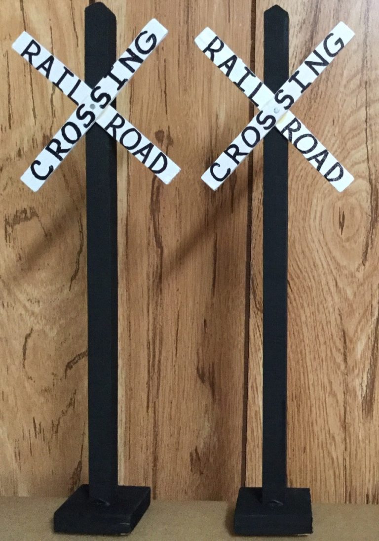 Model Train Crossbuck G Scale Cross-buck Signs | Set of 2 | Model Railroad Scenery - MrTrain