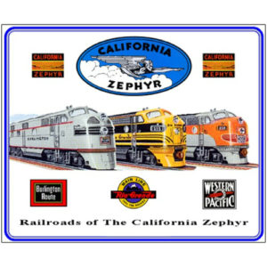 Western Pacific California Zephyr 10” x 12” sign. MrTrain.com.