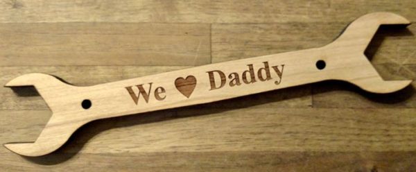 Personalized Wooden Wrench | Shaped Engraved Sign from MrTrain.com .