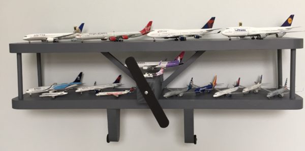 Airplane Wall Decoration Shelf. Gray 24 Inch.