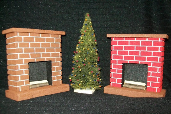 Miniature Fireplace for 1:12 Scale Dollhouse & Model Railroad Scenery