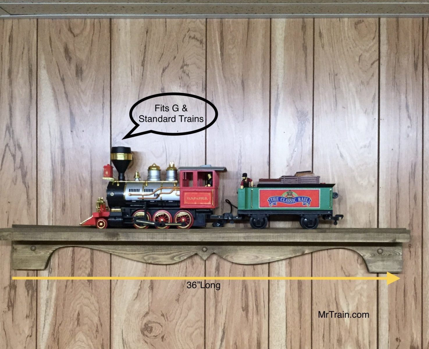 Wooden Train Shelf Decorative Display