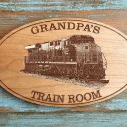 Personalized Sign with Diesel Train Engine Engraved.