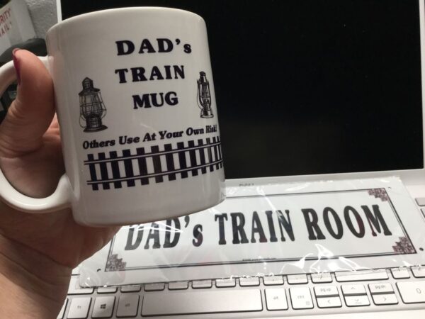 Dad's Train Room Sign and Matching Mug.