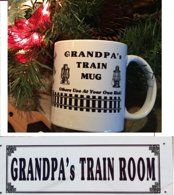 Grandpa's Train Room Railroad Sign. Great gift for Grandpa.