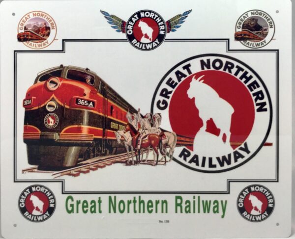 Great Northern Railway Sign - Red Locomotive