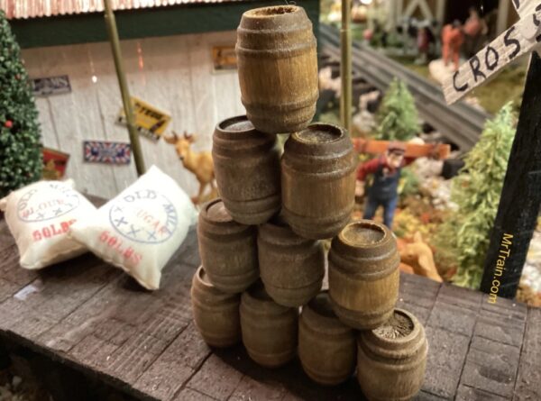 Miniature Whiskey Barrels | Set of 10 | 7/8" Tall | Model Train | Railroad