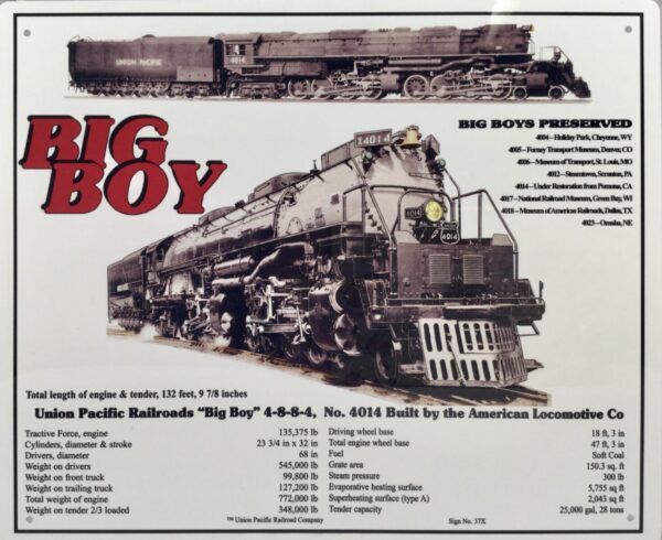 Union Pacific Big Boy Sign from MrTrain.com