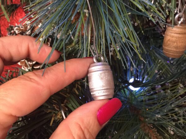 BEER Keg or WHISKEY Barrel ORNAMENTS. Great for Lineman and adult beverage drinkers.