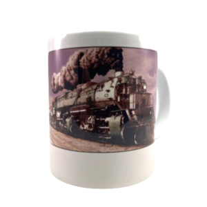 Great Northern Coffee Mug R2 Green Steam Locomotive. Made in the USA. MrTrain.com.