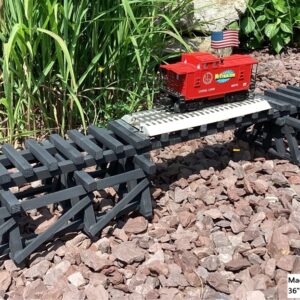 O scale model railroad scenery. 36 inch wooden lowboy bridge and trestle set.