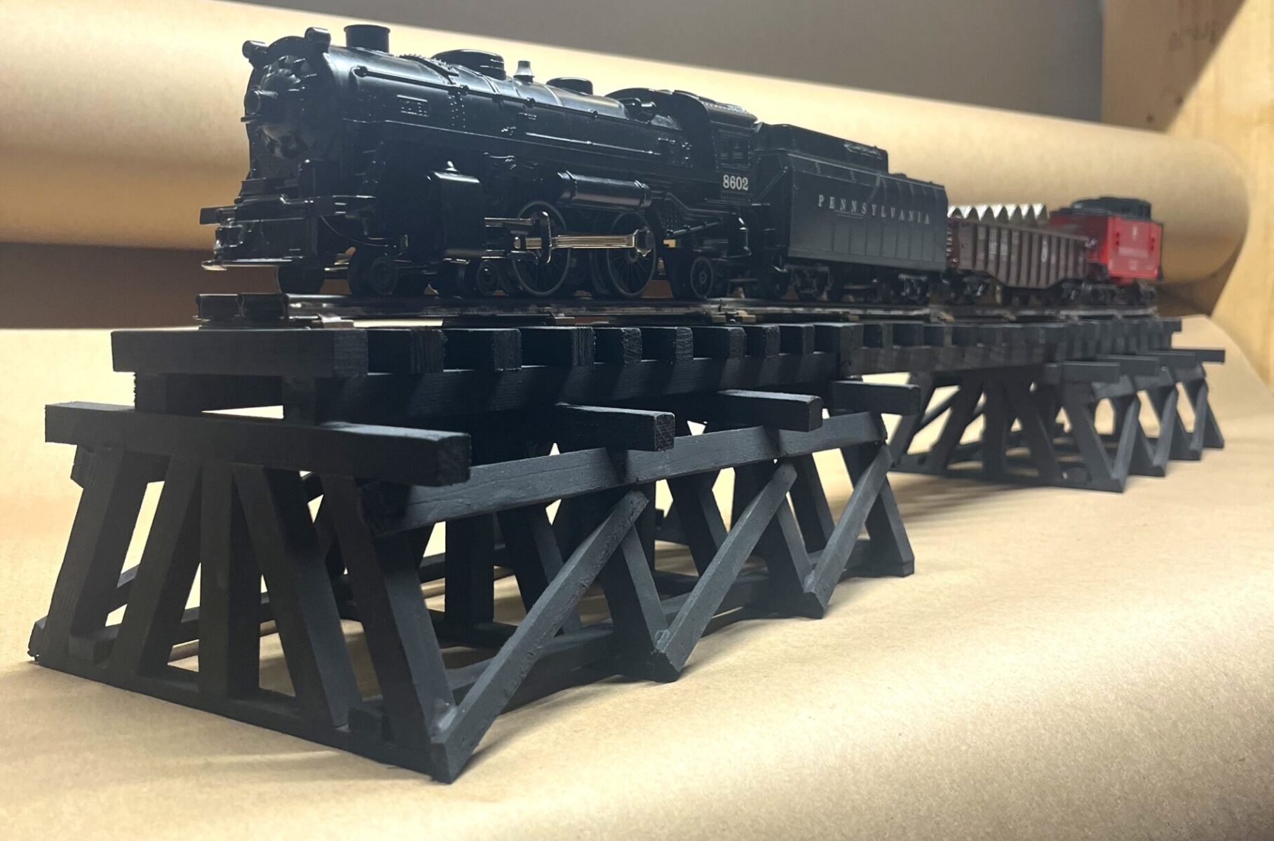 MrTrain G Scale Lowboy Trestle & Bridge - 36" Wooden Low Boy For G Scale Trains