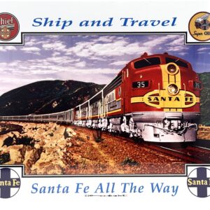Santa Fe Railroad Super Chief In Mountains Train Sign | Aluminum | 12"x10"