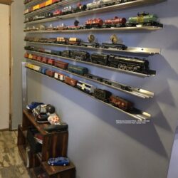 Train Display shelves with American Flyer, S gauge trains. Customer Photo. Train Display shelves with American Flyer, S gauge trains. Customer Photo.